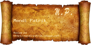 Mendl Patrik névjegykártya